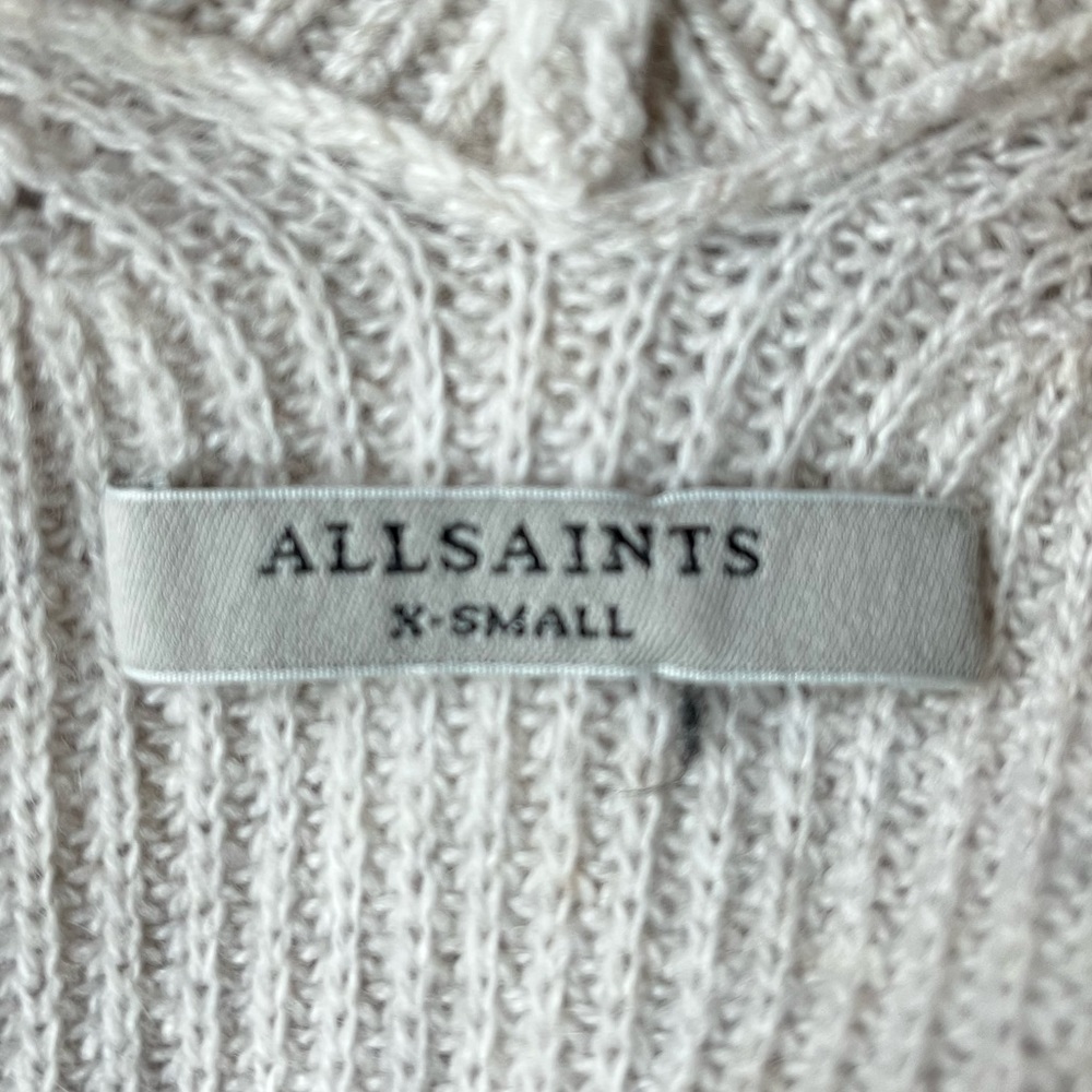 All Saints Dasha V Neck Cold Shoulder Cashmere Wool Blend Sweater Off White XS - Picture 6 of 8